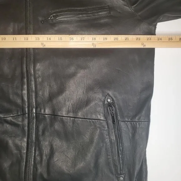 Mens Premium Black Cafe Racer Lambskin Leather Jacket - Picture 15 of 16